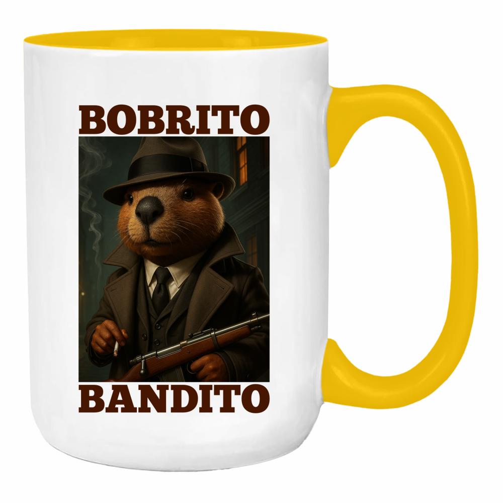 Brainrot Bobrito Bandito duży kubek ucho kolor kolor żółty