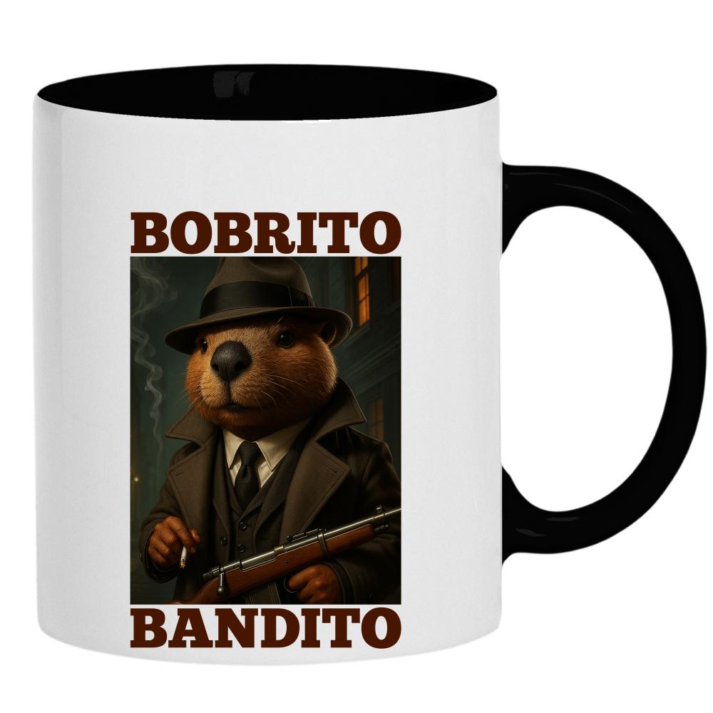 Brainrot Bobrito Bandito kubek ucho kolor kolor czarnyy