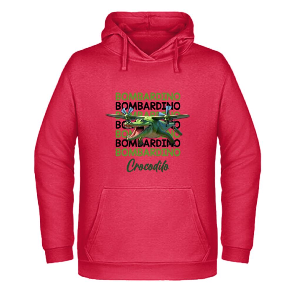 Brainrot Bombardino Crocdilo bluza męska z kapturem kolor czerwony