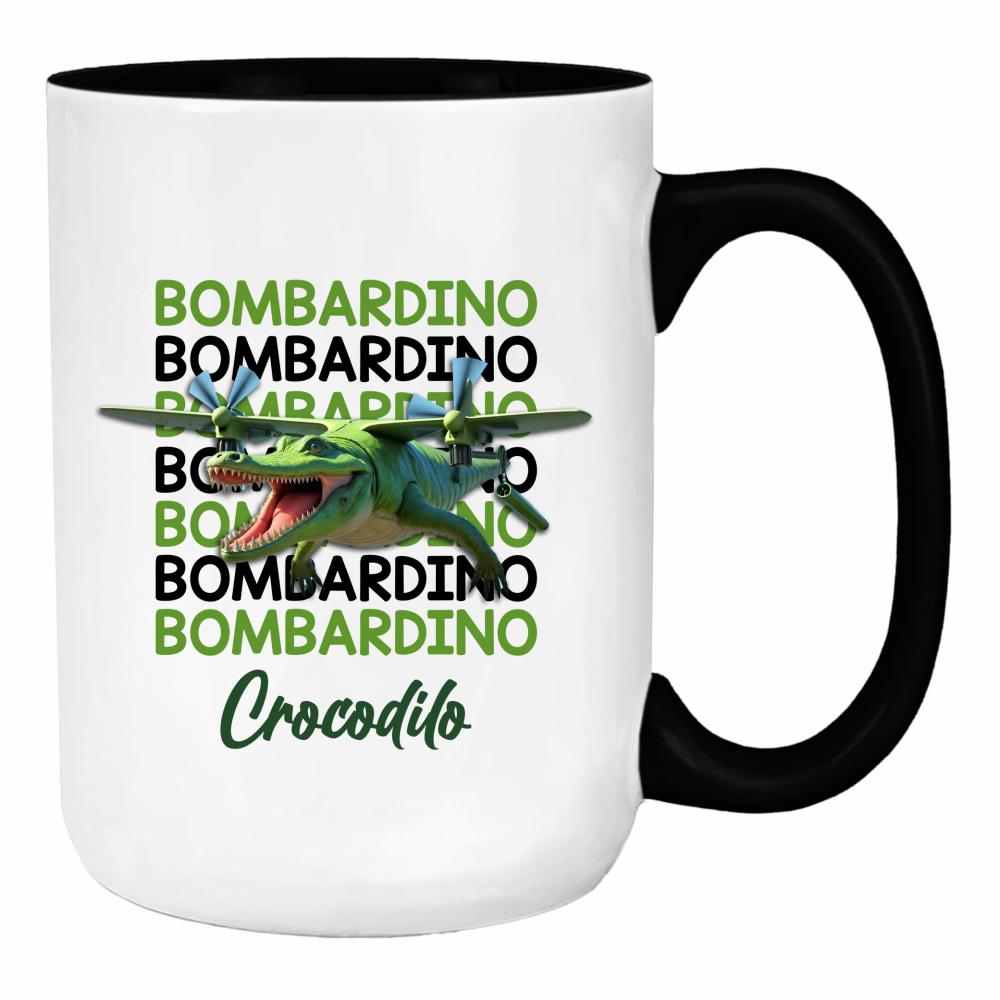 Brainrot Bombardino Crocdilo duży kubek ucho kolor kolor czarnyy