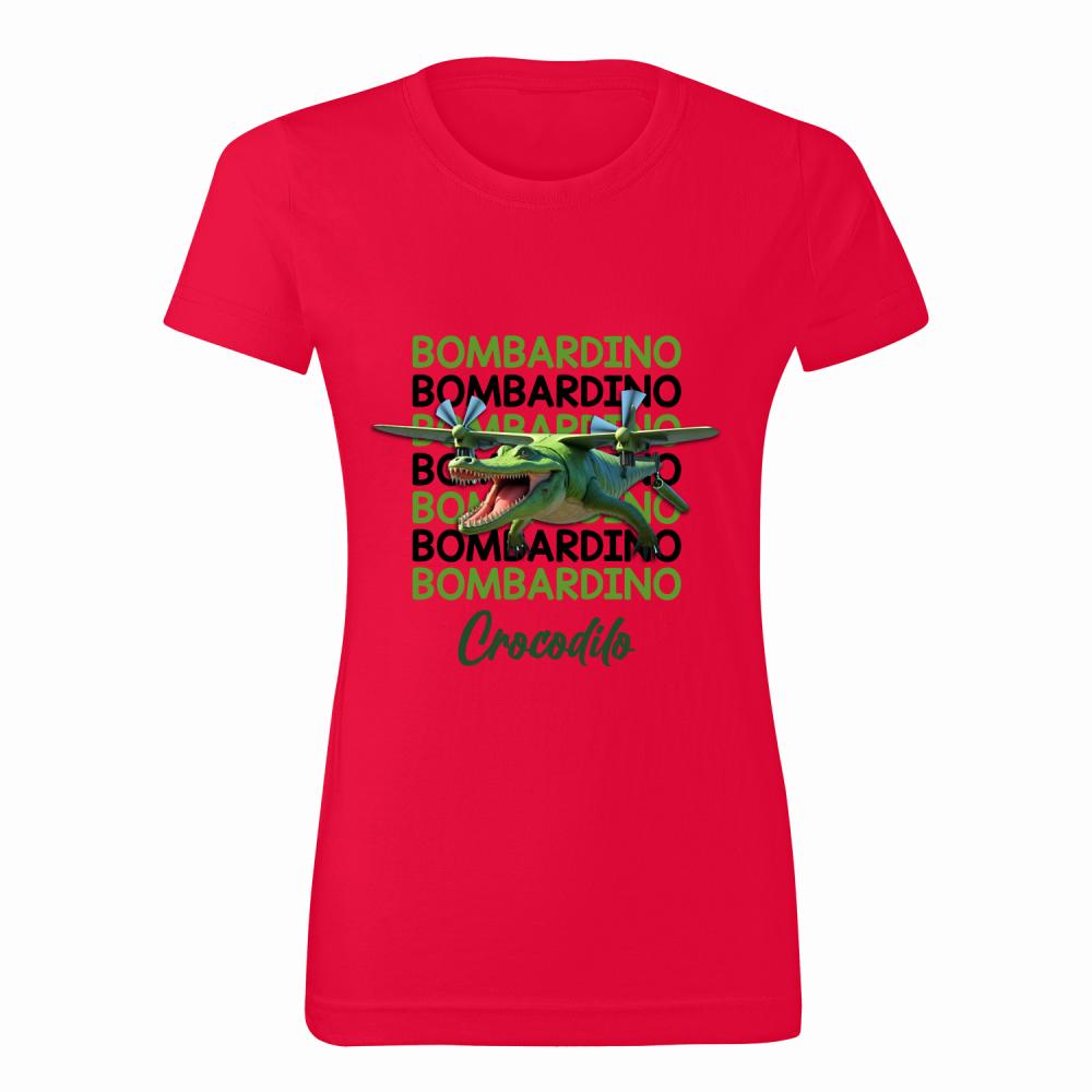 Brainrot Bombardino Crocdilo koszulka damska kolor czerwony