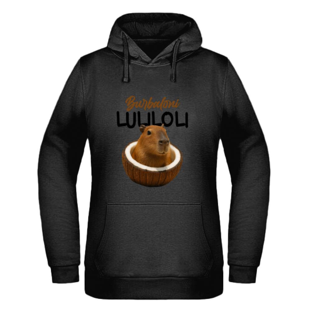 Brainrot Burbaloni Luliloli bluza damska z kapturem kolor czerwony latte