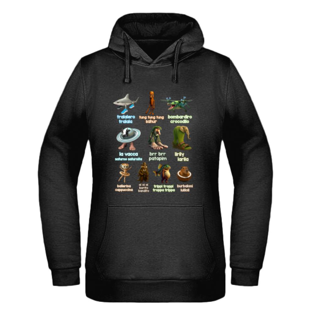 Brainrot Italiano bluza damska z kapturem kolor red