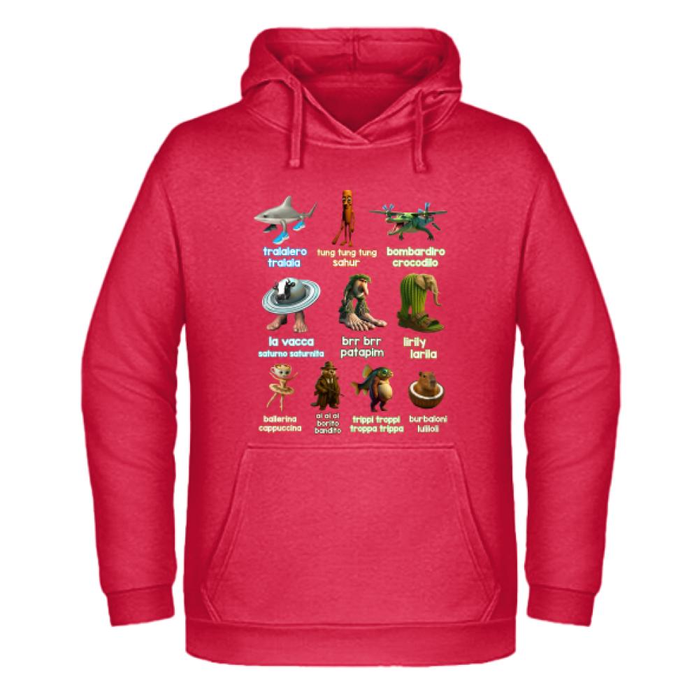 Brainrot Italiano bluza męska z kapturem kolor czerwony