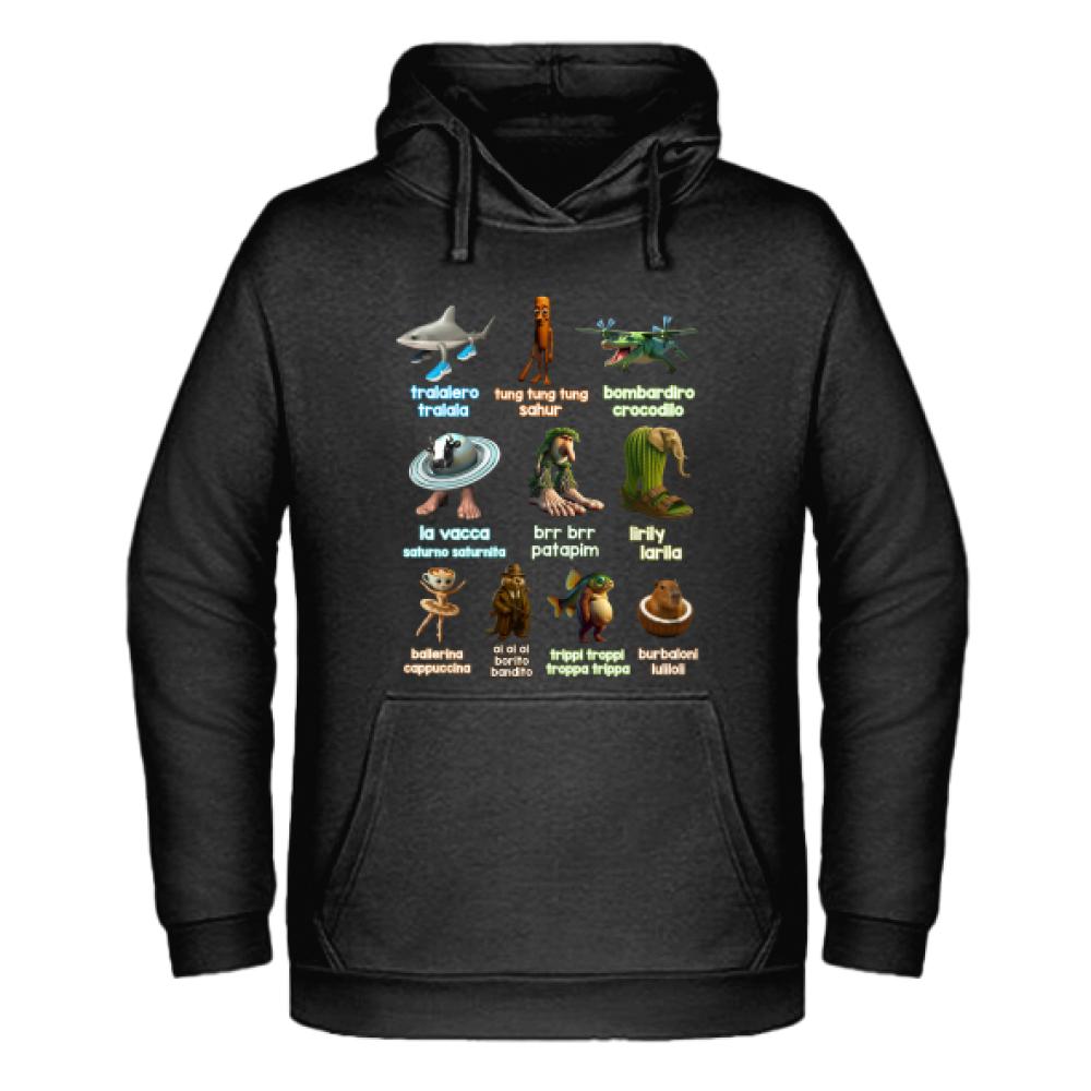 Brainrot Italiano bluza męska z kapturem kolor limonka