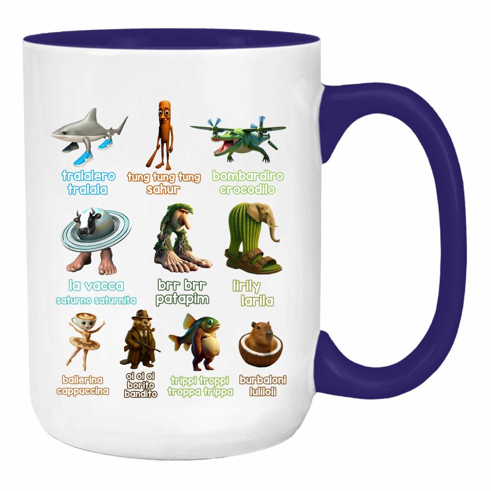 Brainrot Italiano duży kubek ucho kolor kolor navy