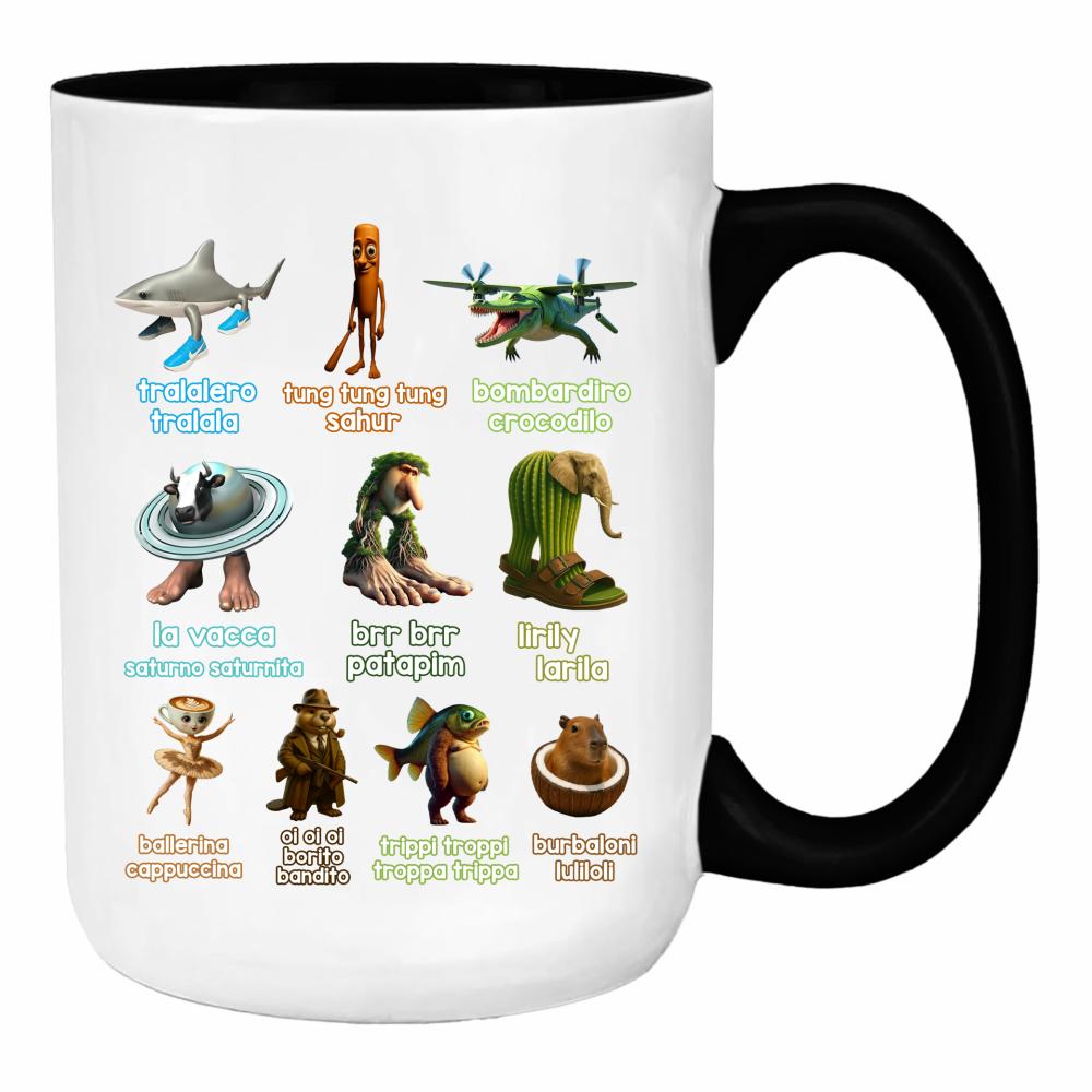 Brainrot Italiano duży kubek ucho kolor kolor pink