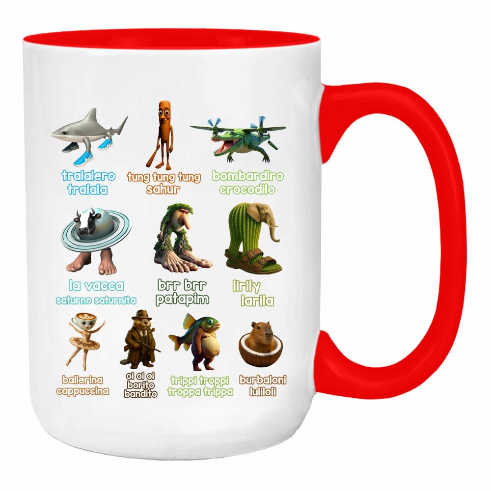 Brainrot Italiano duży kubek ucho kolor kolor red