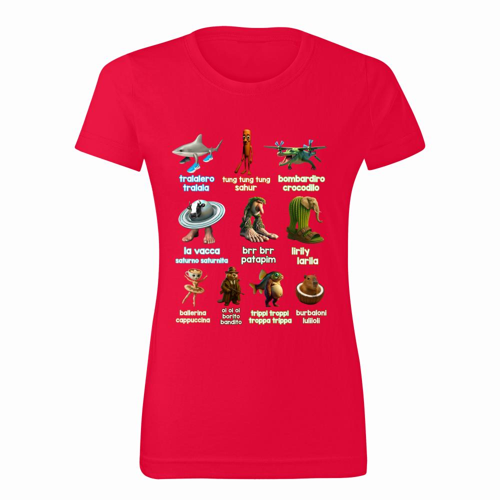 Brainrot Italiano koszulka damska kolor czerwony