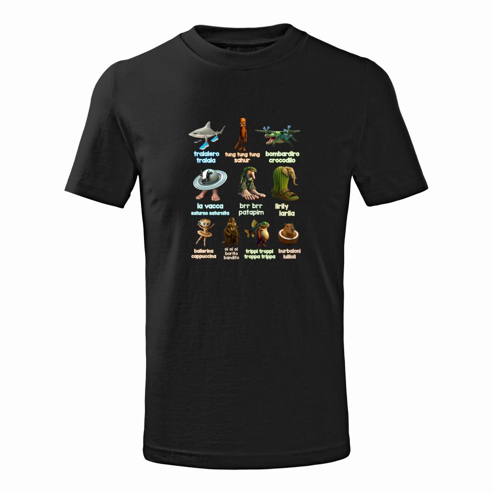 Brainrot Italiano koszulka junior kolor czarnyy