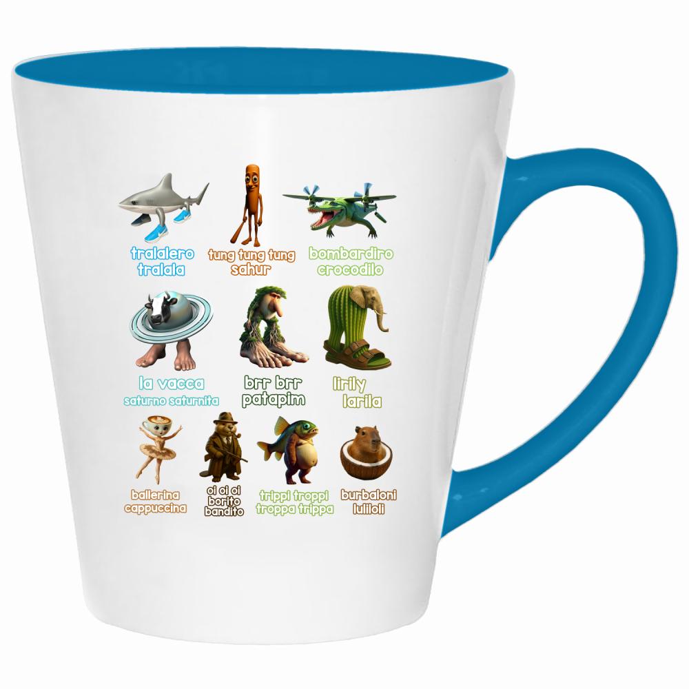 Brainrot Italiano kubek latte kolor turkus