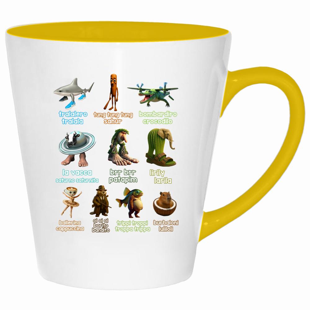 Brainrot Italiano kubek latte kolor żółtyy