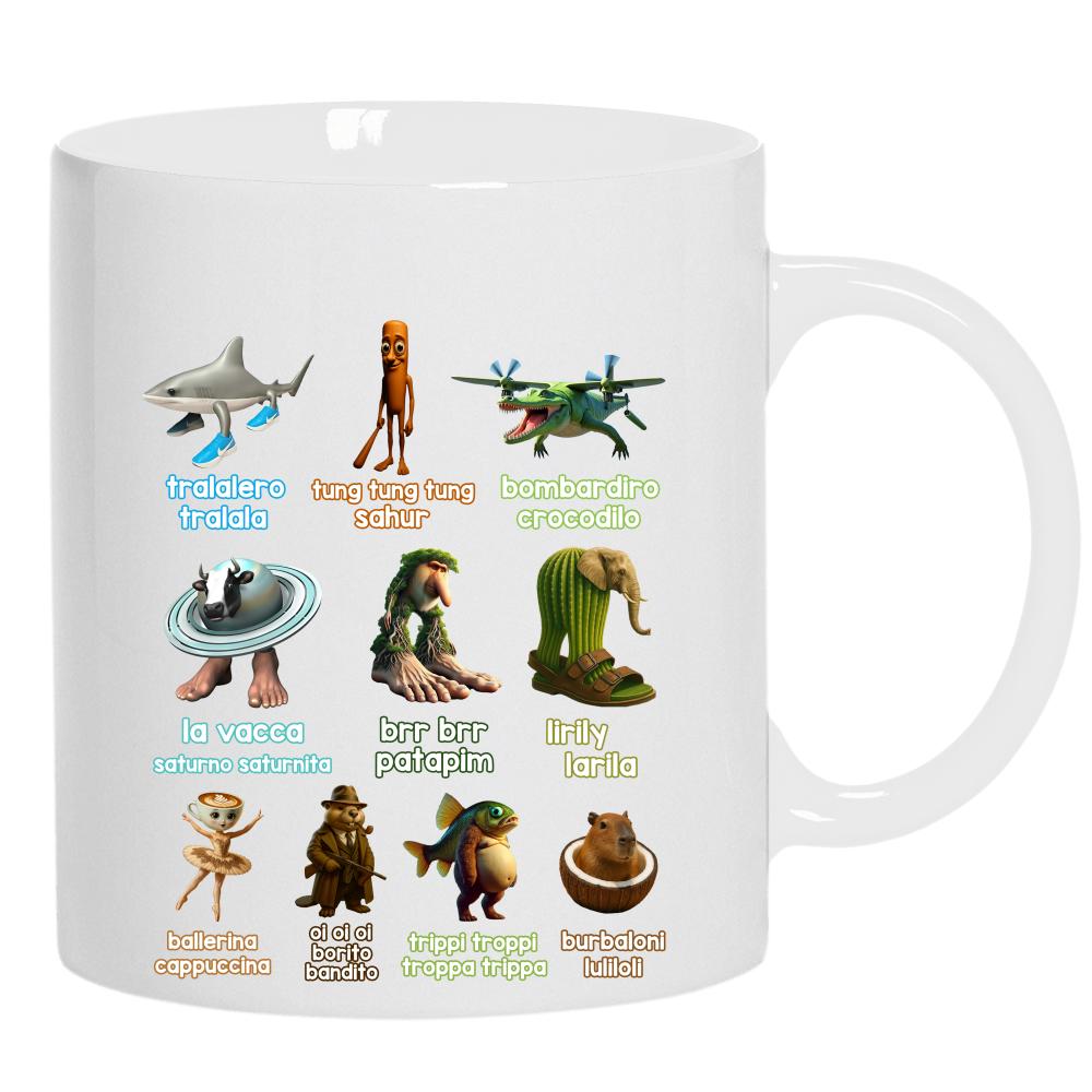 Brainrot Italiano kubek ucho kolor kolor biały