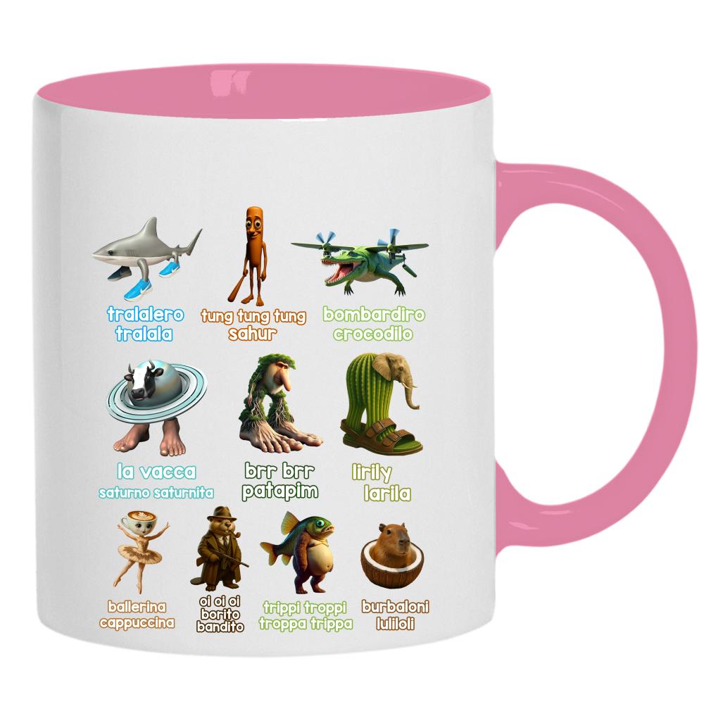 Brainrot Italiano kubek ucho kolor kolor różowy