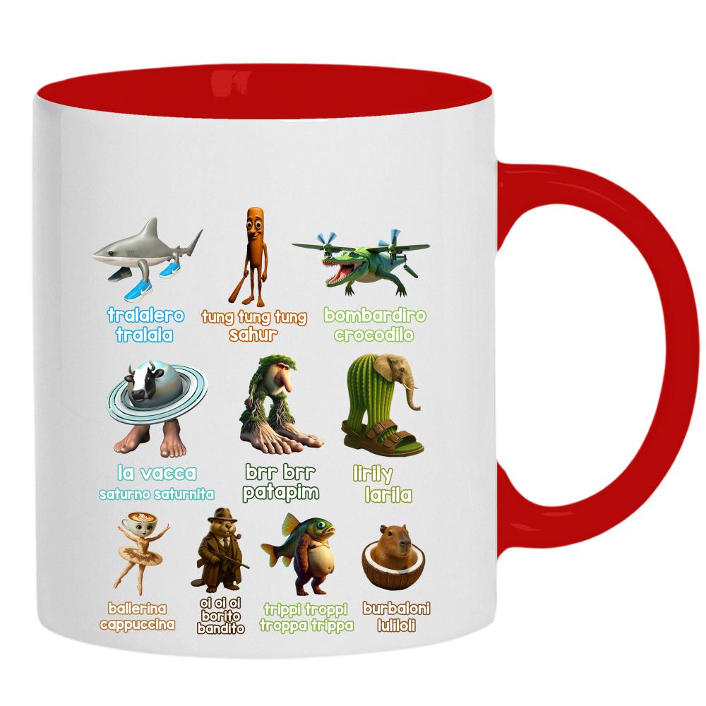 Brainrot Italiano kubek ucho kolor kolor żółtyy