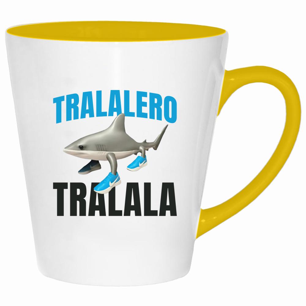 Brainrot Tralalero Tralala kubek latte kolor żółtyy