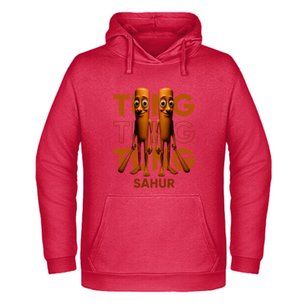 Brainrot Tung Tung Tung Sahur bluza męska z kapturem kolor czerwony