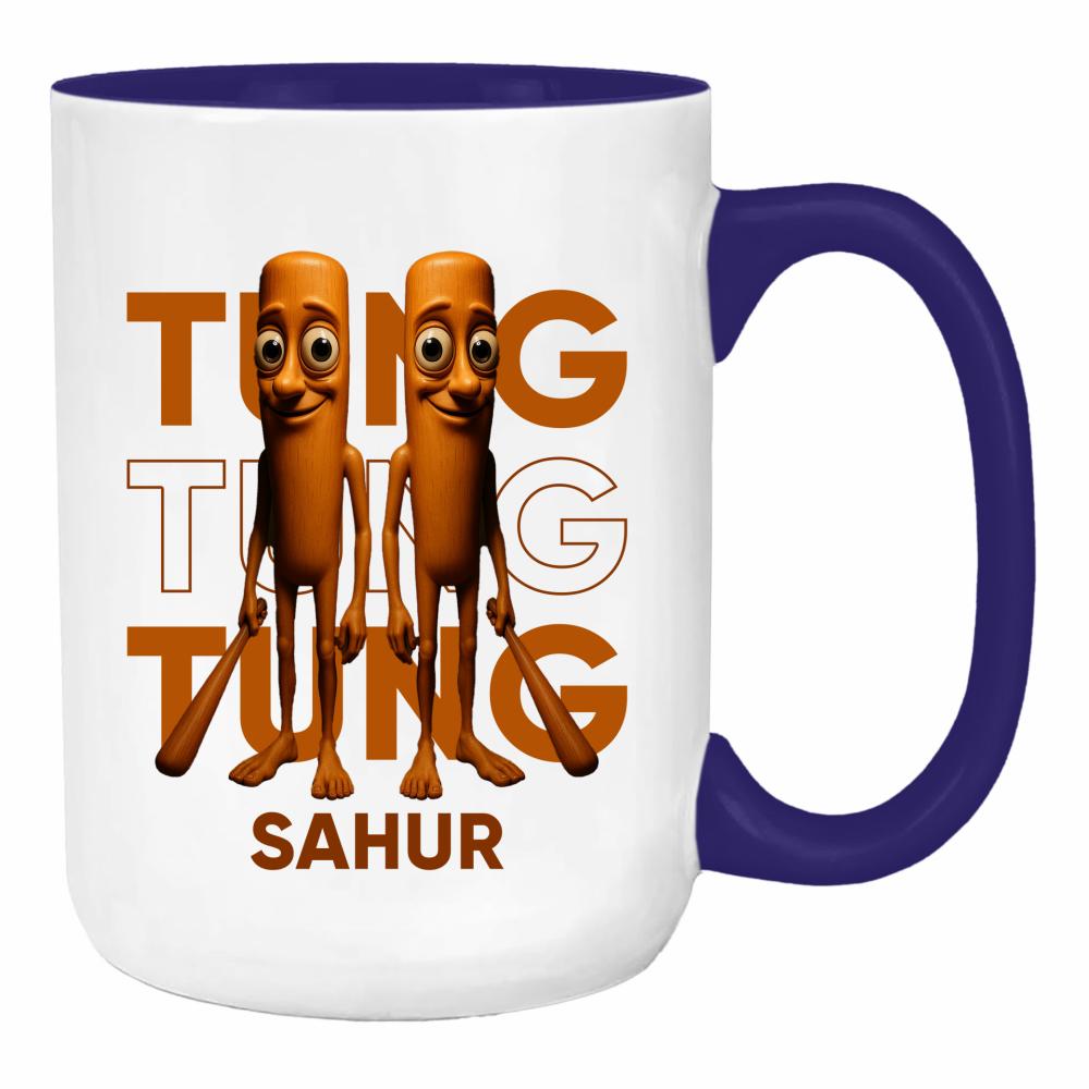 Brainrot Tung Tung Tung Sahur duży kubek ucho kolor kolor navy