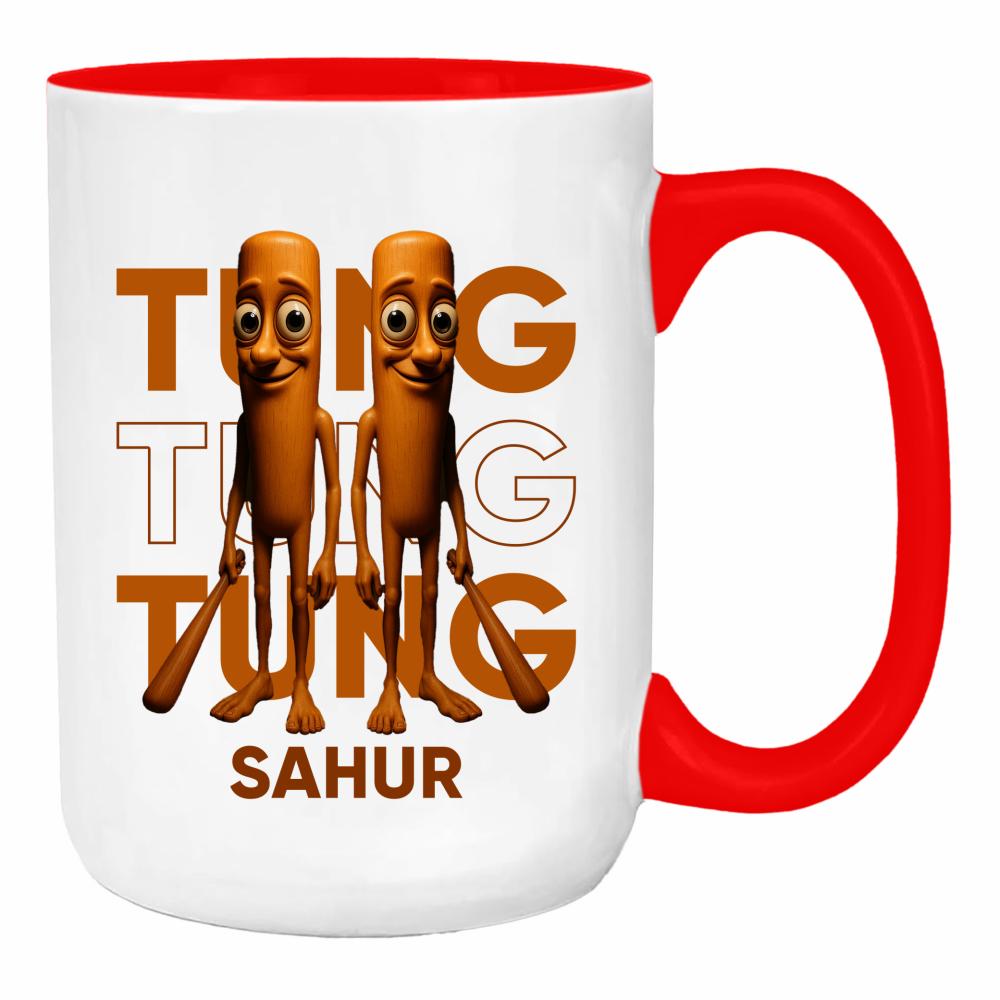 Brainrot Tung Tung Tung Sahur duży kubek ucho kolor kolor red