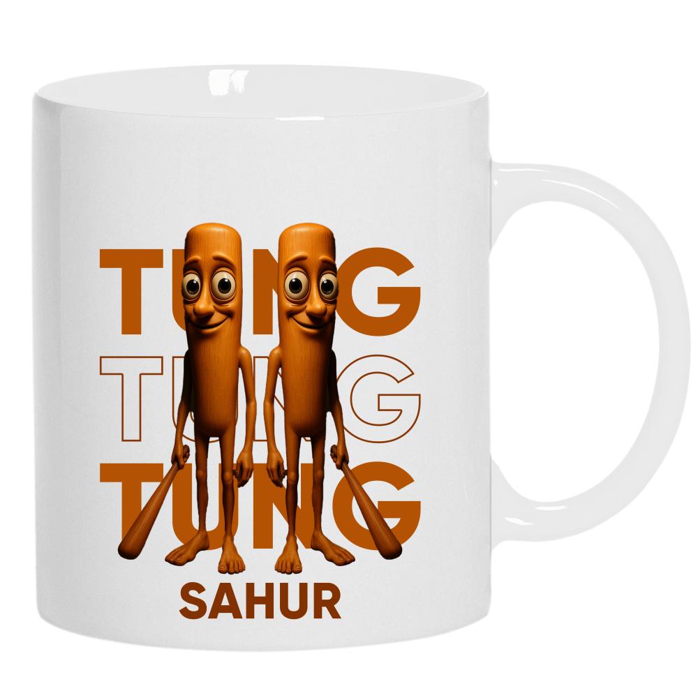 Brainrot Tung Tung Tung Sahur kubek ucho kolor kolor biały