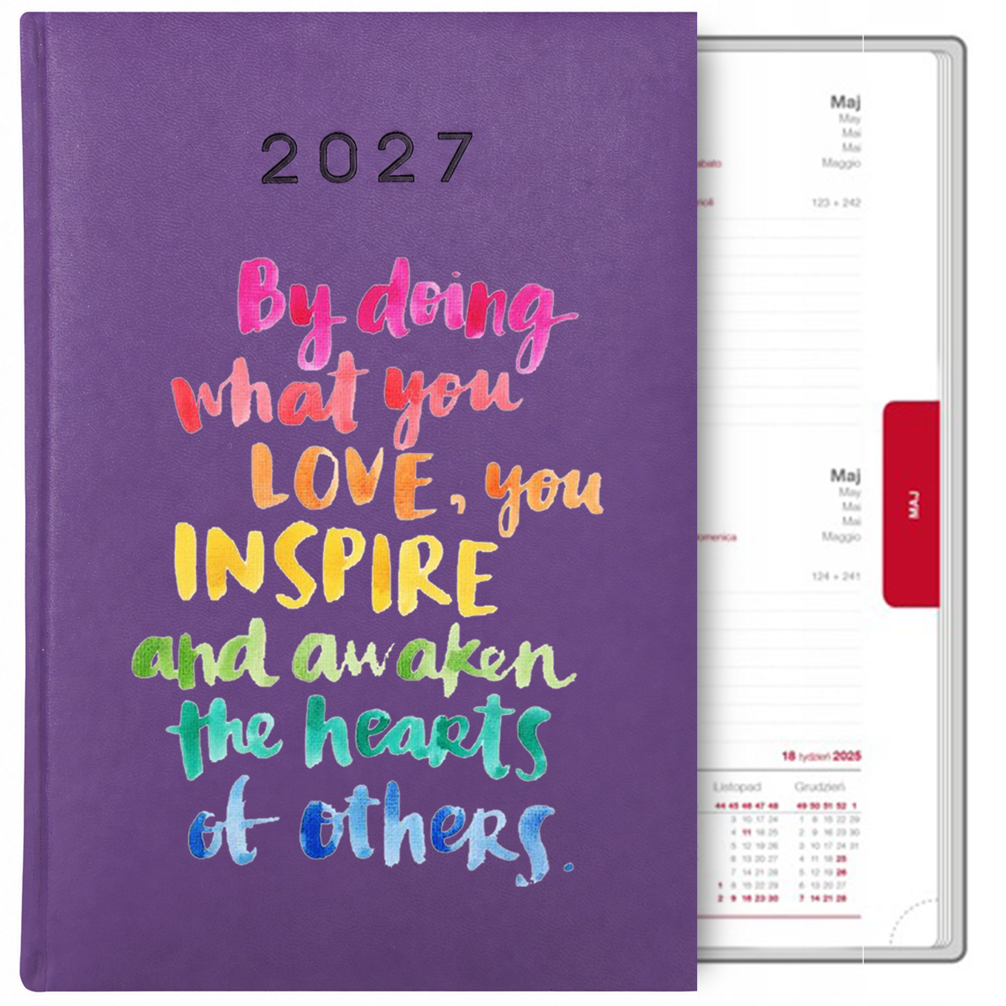 By doing what you love kalendarz książkowy a5 2027 kolor fioletowy