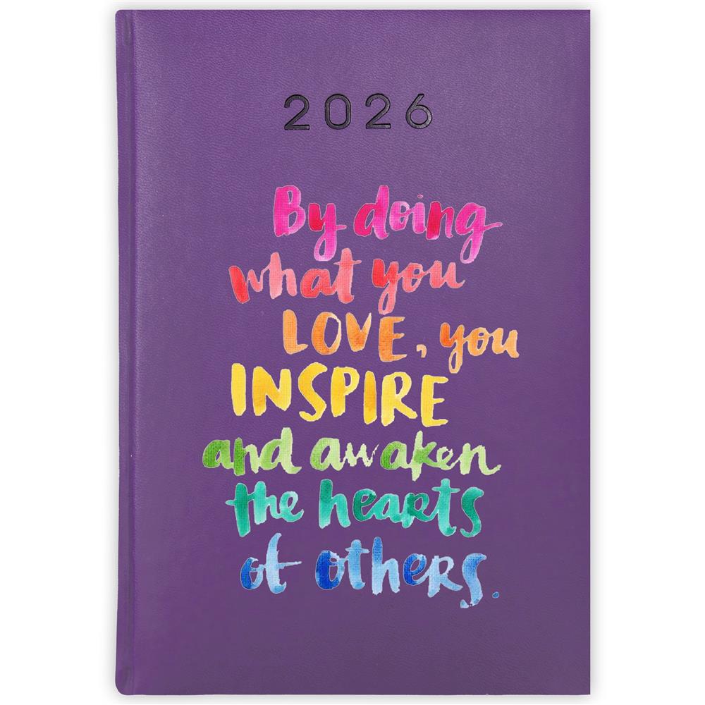 By doing what you love kalendarz książkowy a5 2026 kolor fioletowy