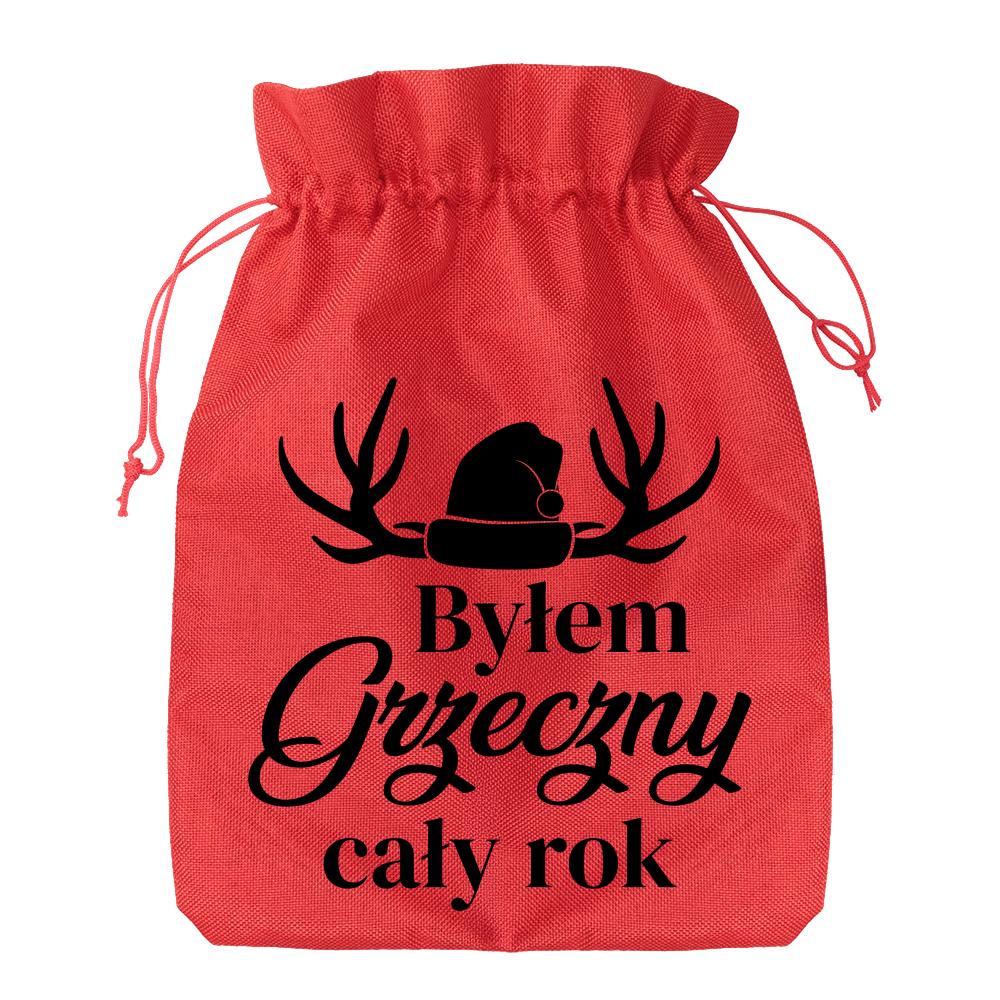 BYŁEM GRZECZNY CAŁY ROK worek świąteczny kolor czerwony