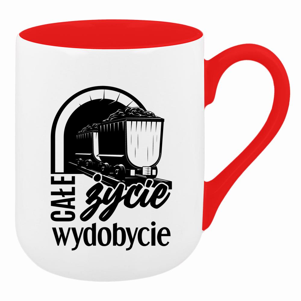 Całe życie wydobycie kubek coffee kolor czerwony latte