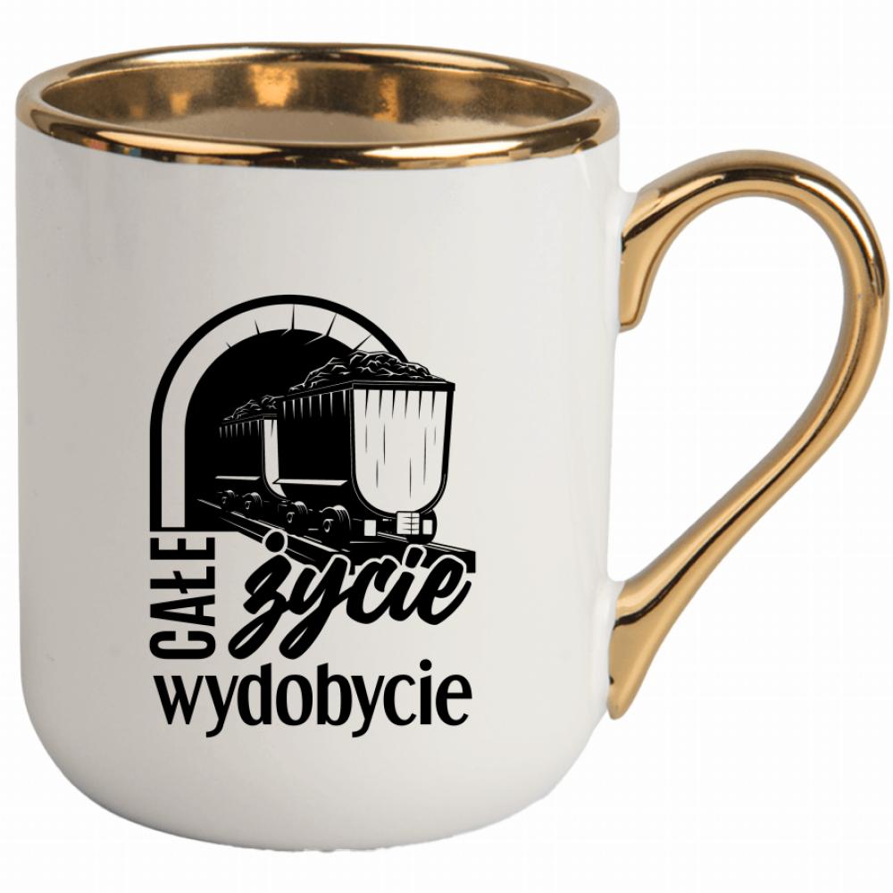 Całe życie wydobycie kubek elegant biały kolor złoty