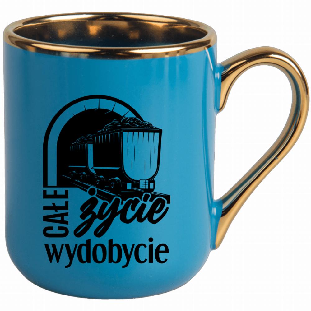 Całe życie wydobycie kubek elegant niebieski kolor złoty