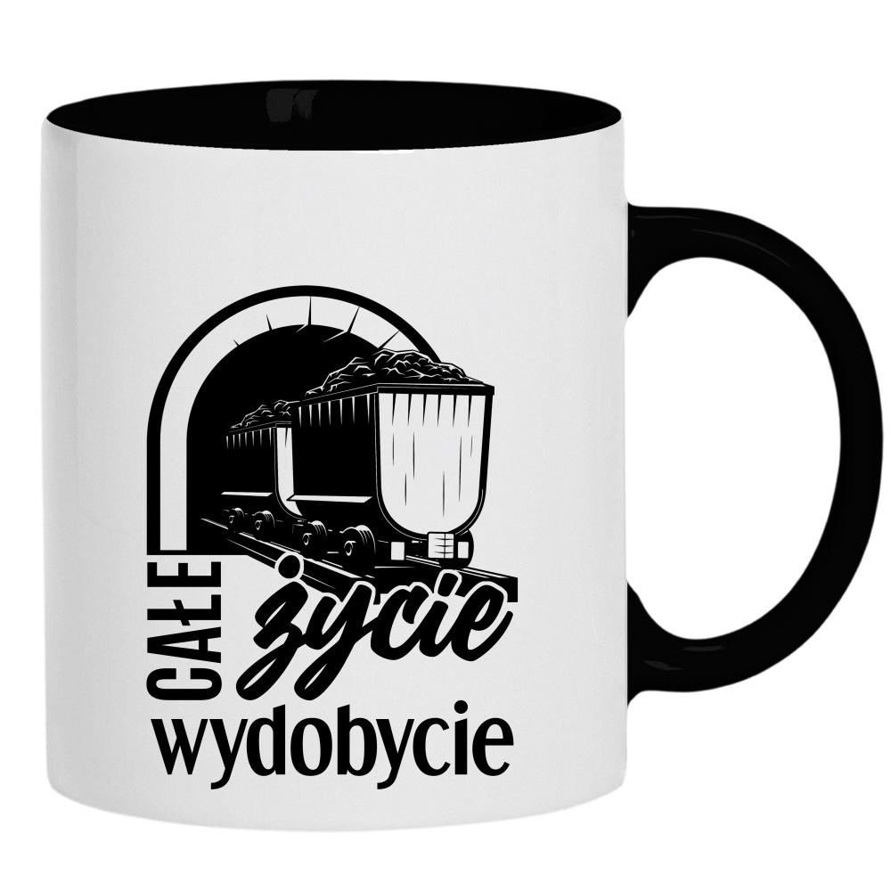 Całe życie wydobycie kubek ucho kolor kolor czarnyy