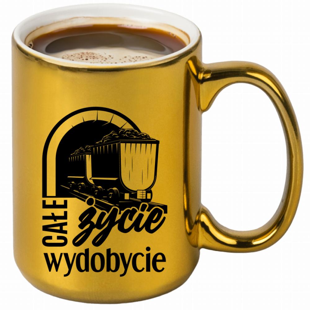 Całe życie wydobycie kubek złoty kolor navy