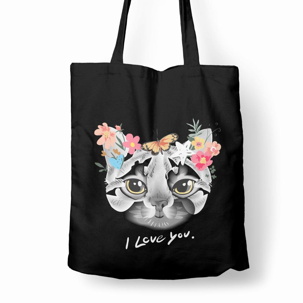 Cat I Love You Białe torba bawełniana