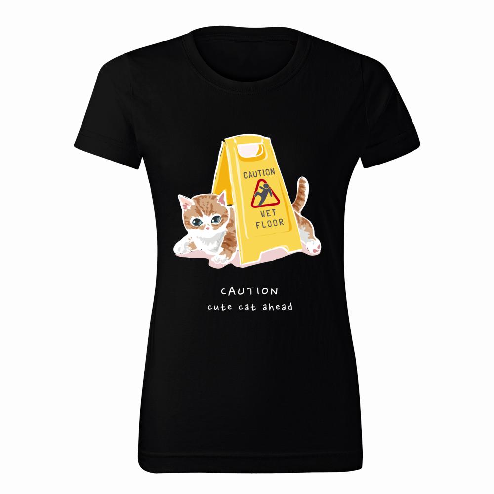 Caution! Cute Cat Ahead koszulka damska