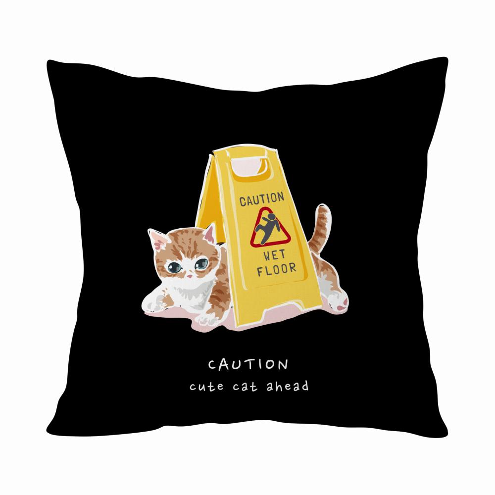 Caution! Cute Cat Ahead poduszka