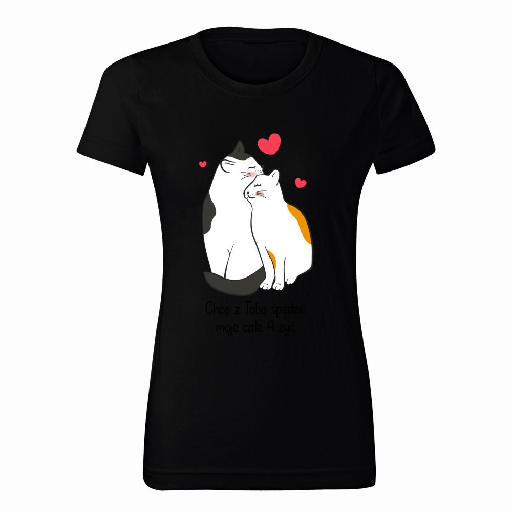 Chcę z Tobą spędzić 9 żyć koszulka damska kolor navy