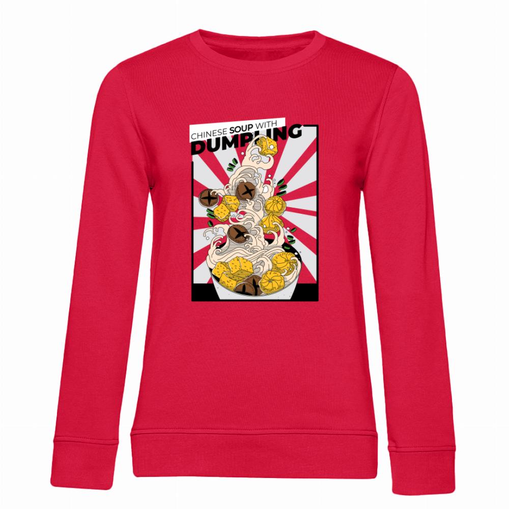 Chinese Soup with Dumpling bluza damska bez kaptura kolor czerwony