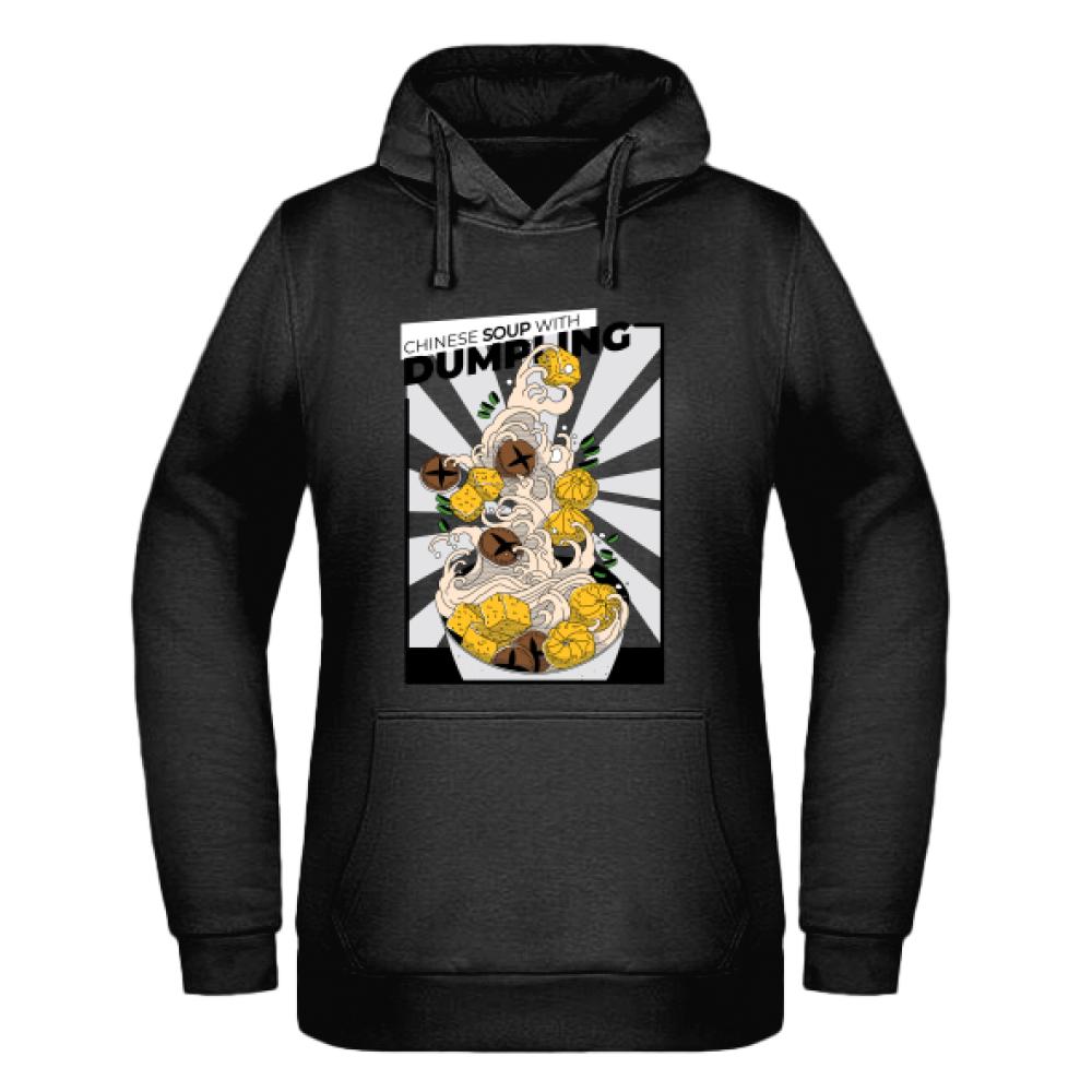 Chinese Soup with Dumpling bluza damska z kapturem kolor czerwony latte