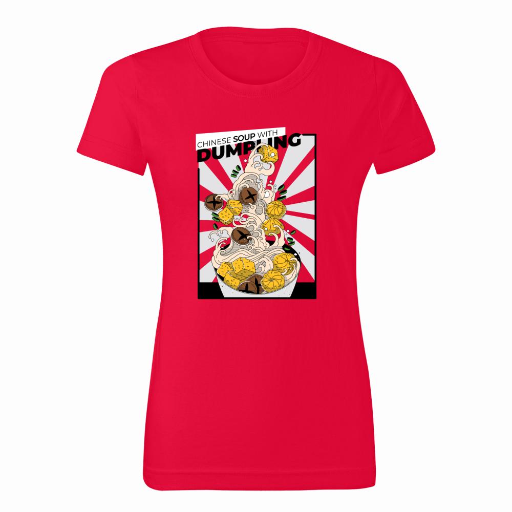 Chinese Soup with Dumpling koszulka damska kolor czerwony