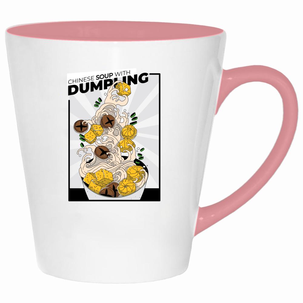 Chinese Soup with Dumpling kubek latte kolor pink