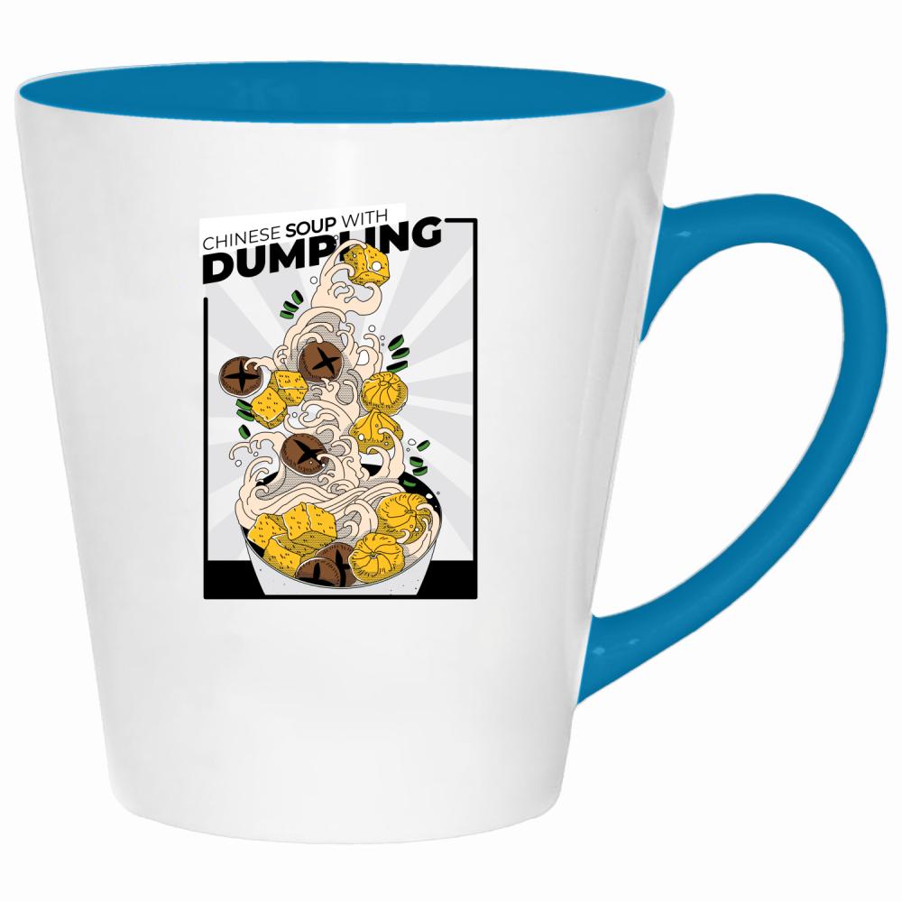 Chinese Soup with Dumpling kubek latte kolor turkus