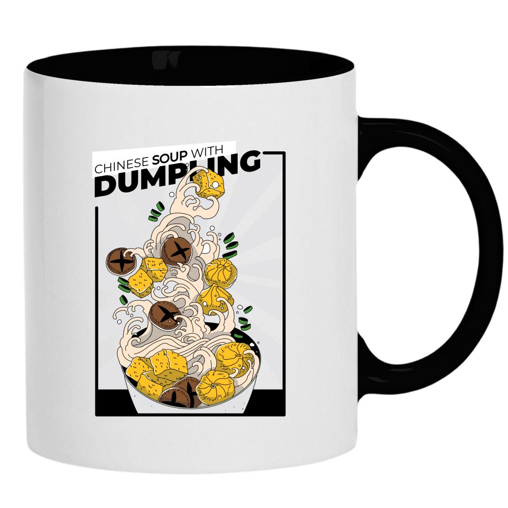 Chinese Soup with Dumpling kubek ucho kolor kolor czarnyy