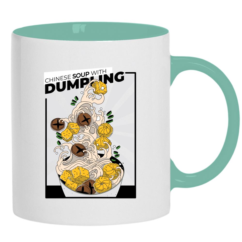 Chinese Soup with Dumpling kubek ucho kolor kolor miętowo zielony