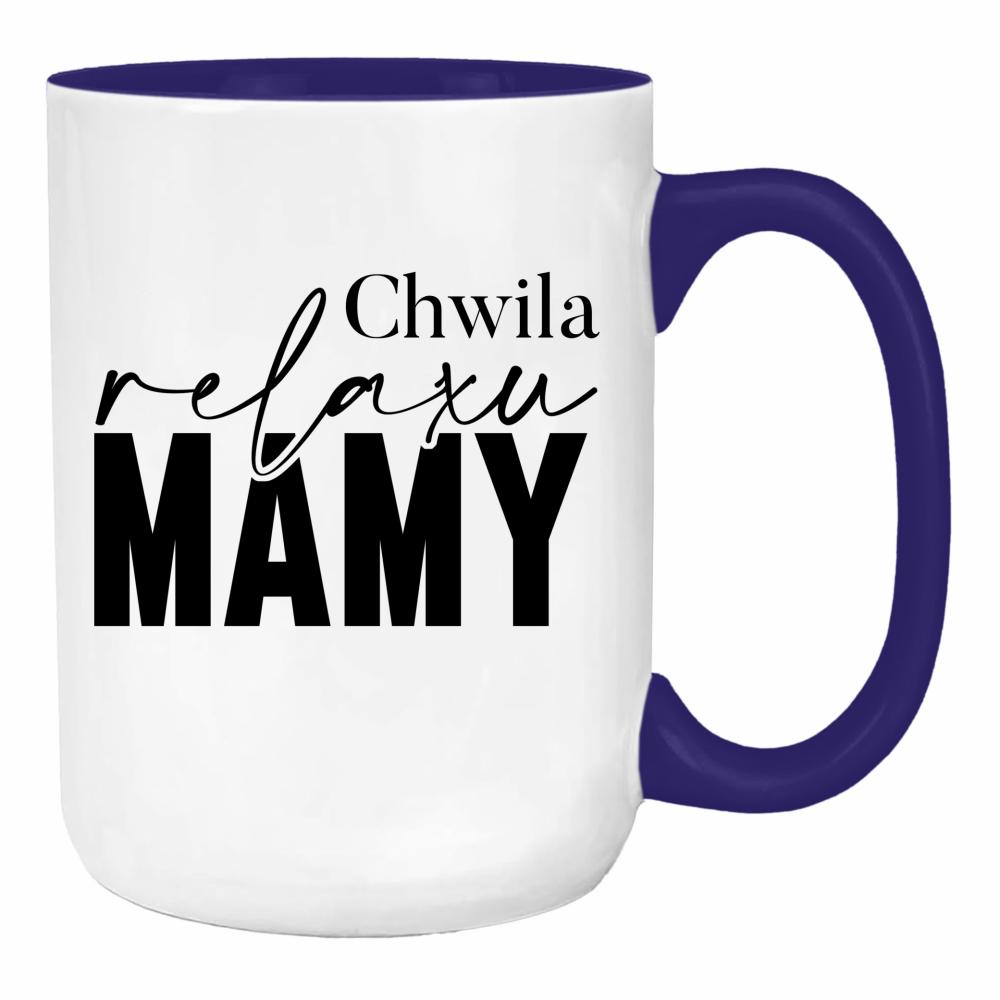 Chwila relaksu mamy duży kubek ucho kolor kolor navy