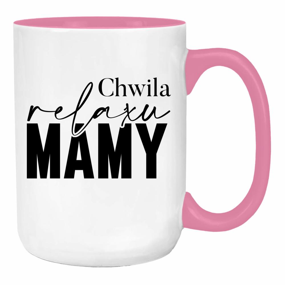 Chwila relaksu mamy duży kubek ucho kolor kolor różowy