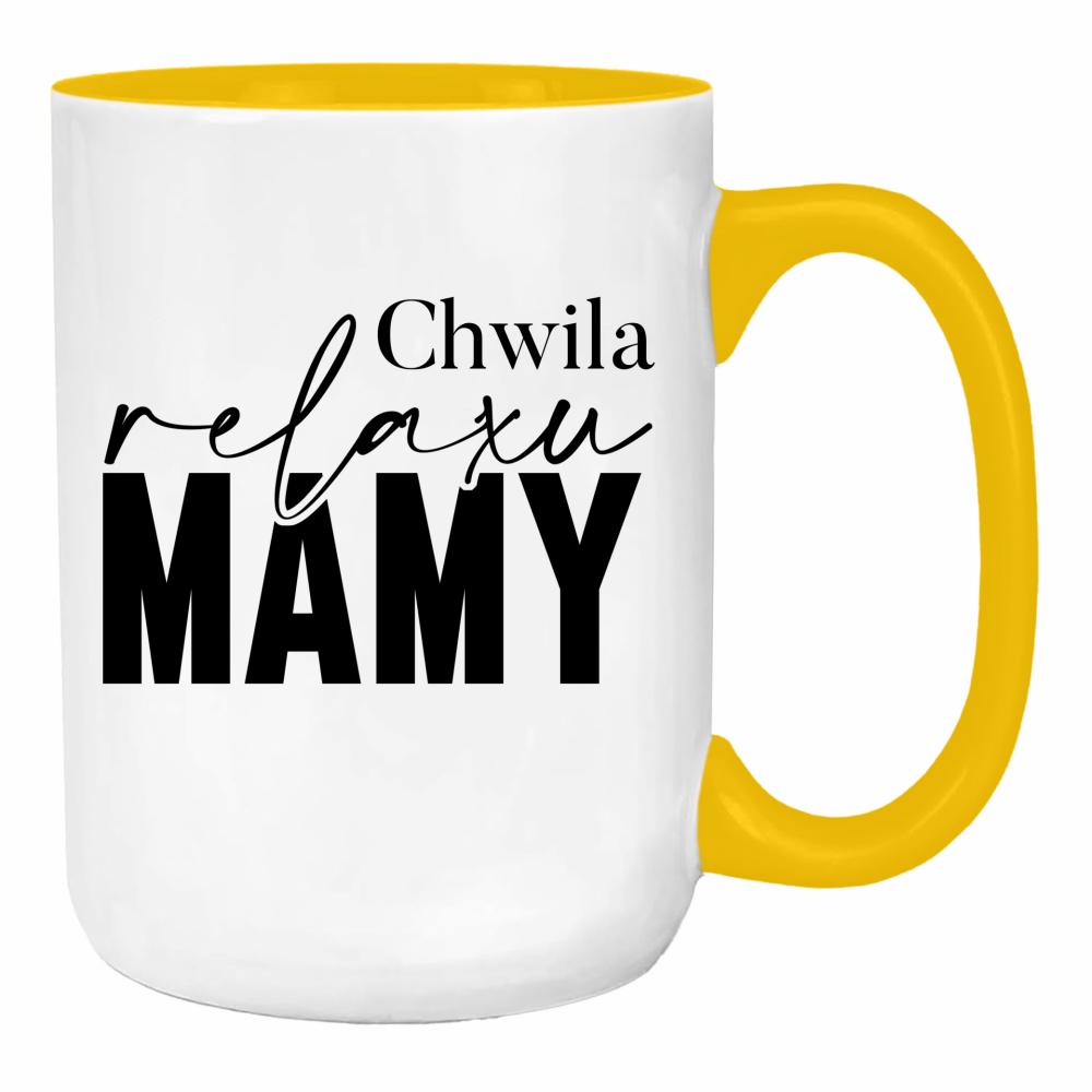 Chwila relaksu mamy duży kubek ucho kolor kolor żółty