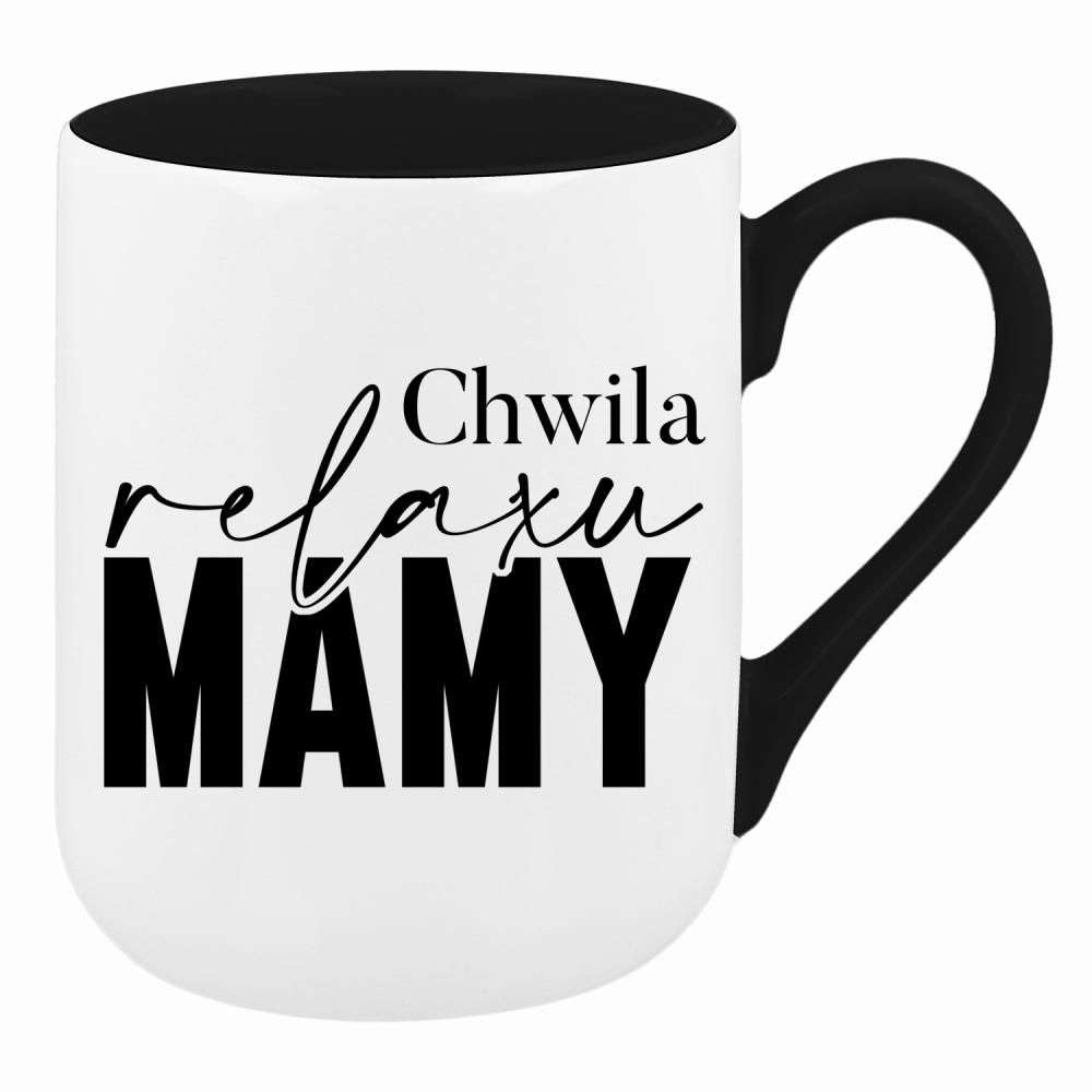 Chwila relaksu mamy kubek coffee kolor biały