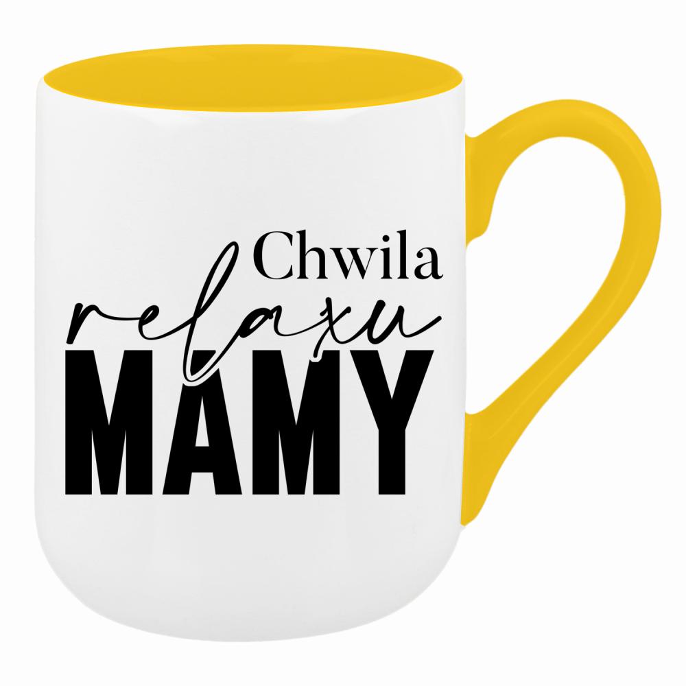 Chwila relaksu mamy kubek coffee kolor żółty
