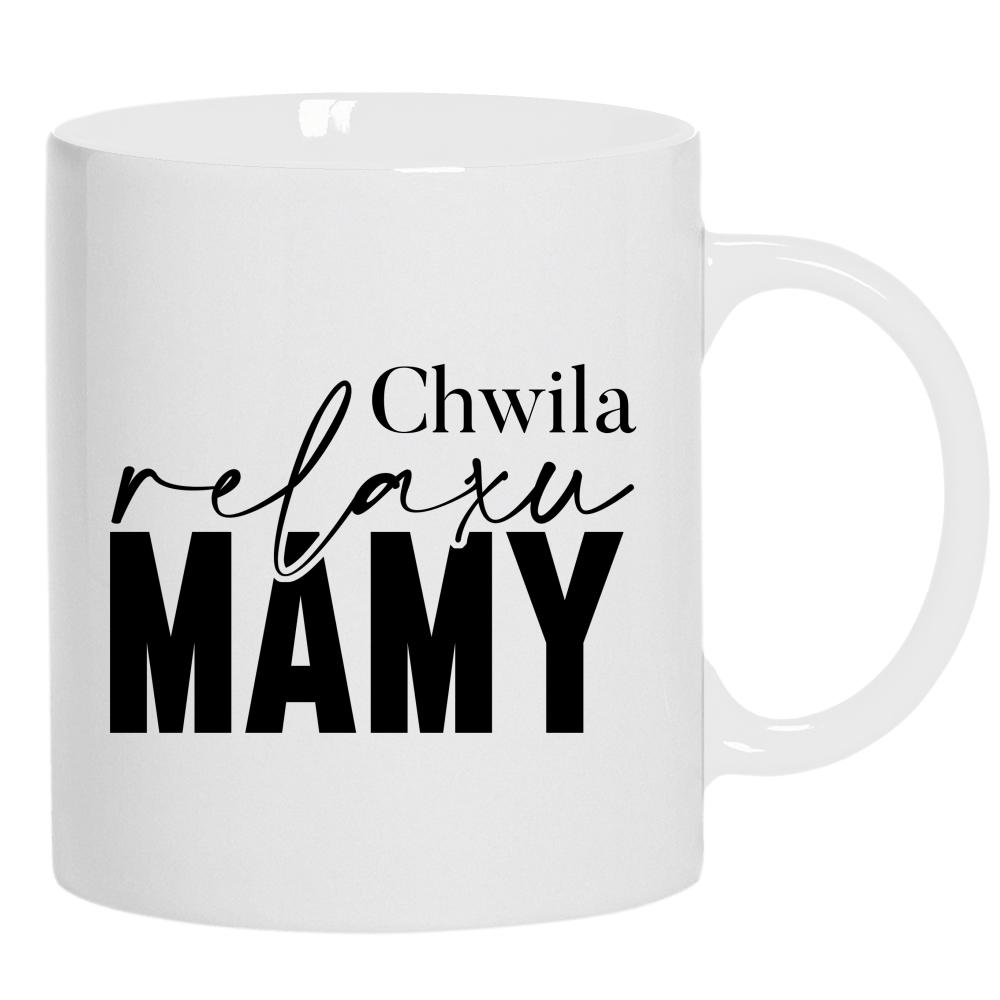 Chwila relaksu mamy kubek ucho kolor kolor biały