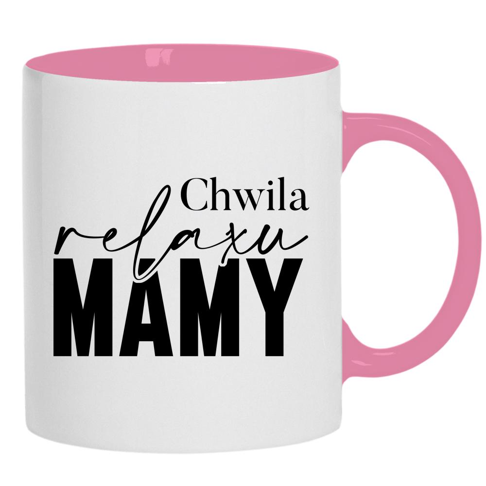 Chwila relaksu mamy kubek ucho kolor kolor różowy